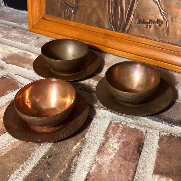 Vintage Chinese copper bowl & saucer - Picture 2 of 14